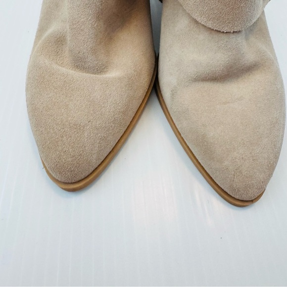Dolce Vita Rango western style suede mules tan/cream size 11 stacked heel - Picture 14 of 14